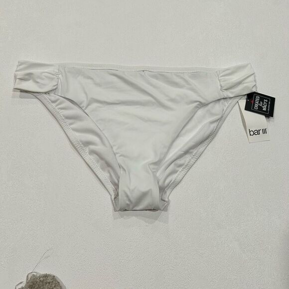 Bar III White Bikini Bottoms | Ruched Sides | NWT | Size XL - Picture 1 of 6